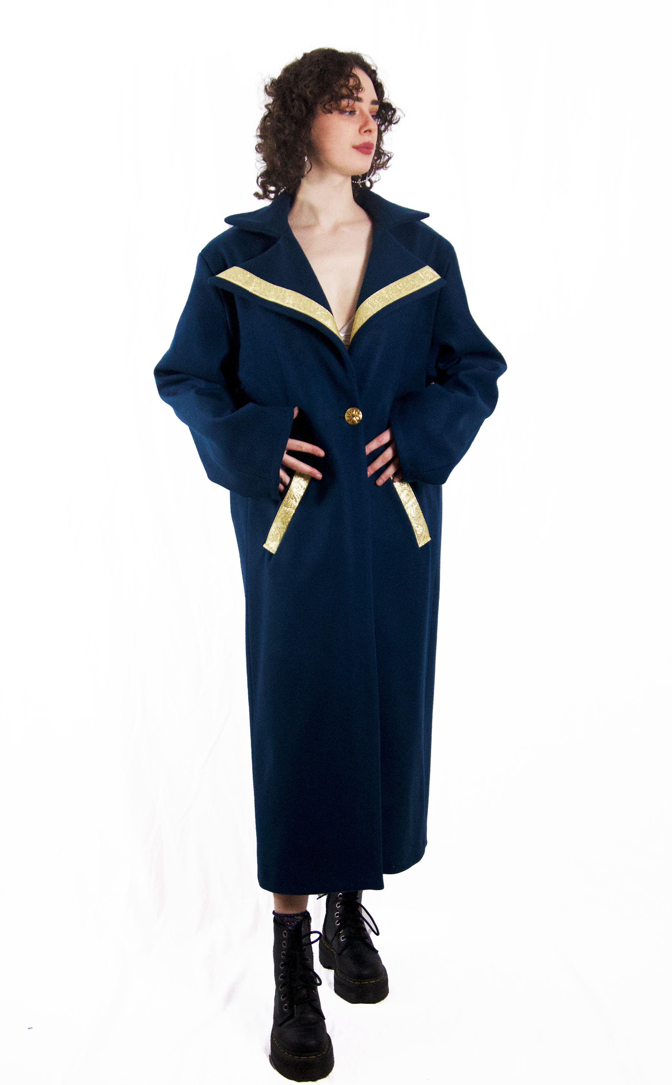 Manteau bleu en laine Gertrude