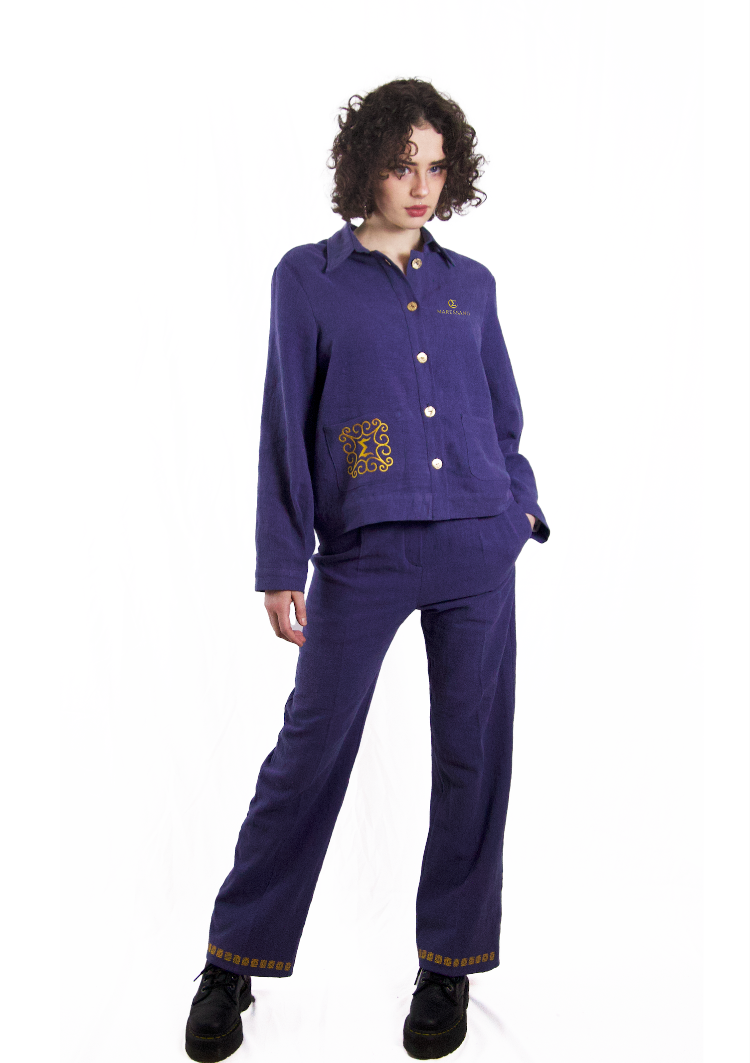 Pantalon bleu en lin Georgia