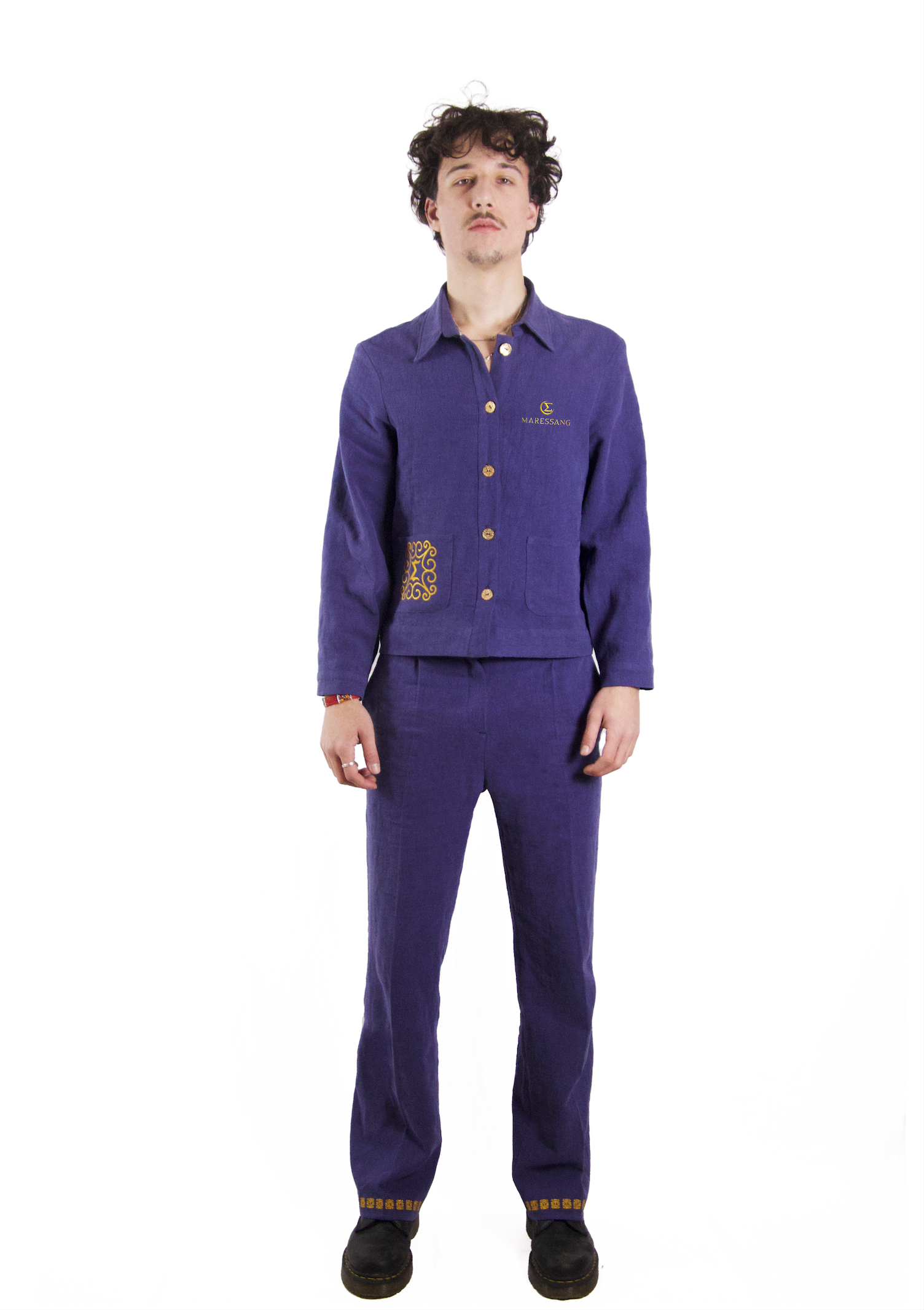 Pantalon bleu en lin Georgia