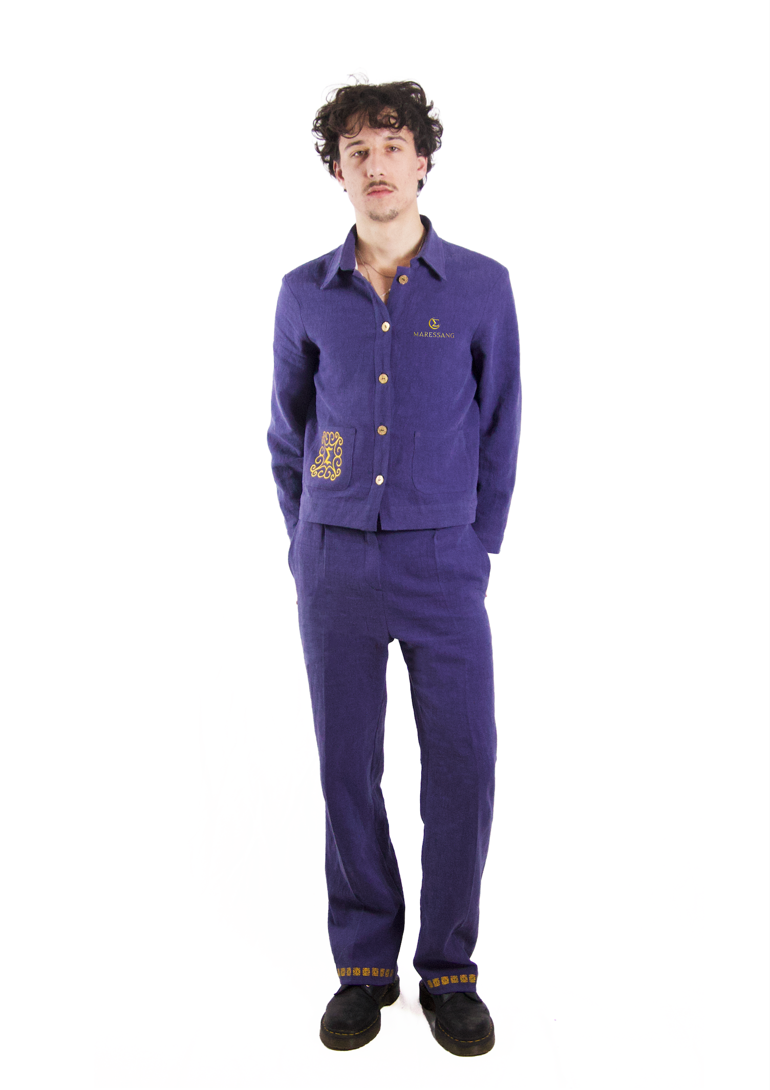 Pantalon bleu en lin Georgia